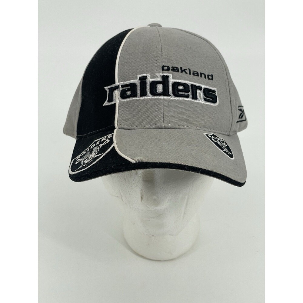 Vintage Oakland Raiders Reebok NFL Pro Line Strapback Hat Gray Black OSFA